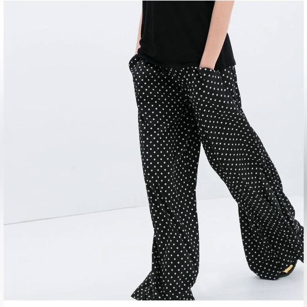 Zara Polka Dot Pleated Wide Leg Trousers - Picture 1 of 7